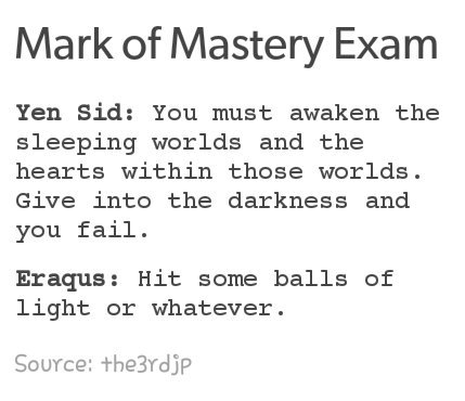Mark of mastery exams Kingdom hearts