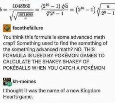 Kingdom Hearts math pokemon formula