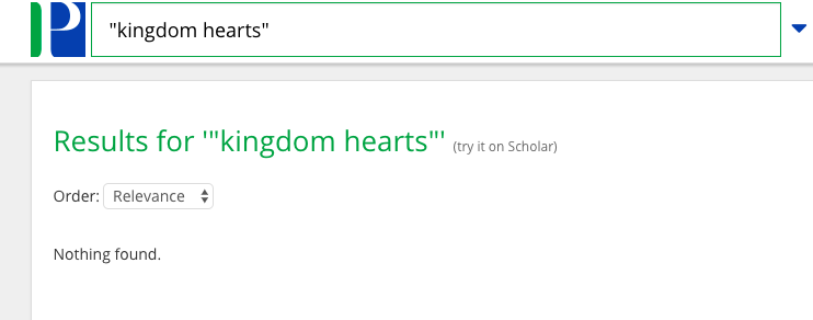 PhilPapers Kingdom Hearts no results