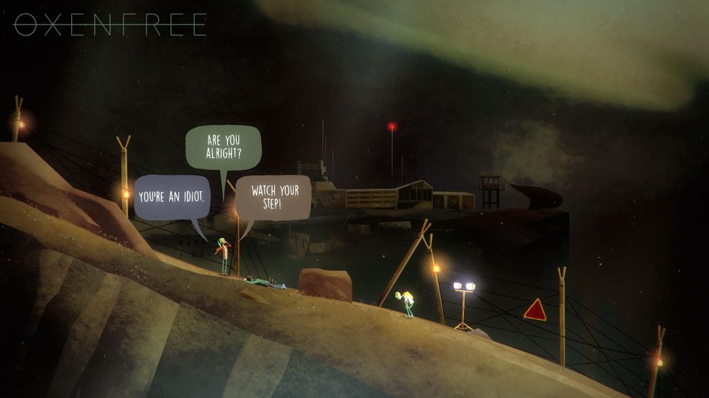 Screenshot from Oxenfree showing an example of dialogue options