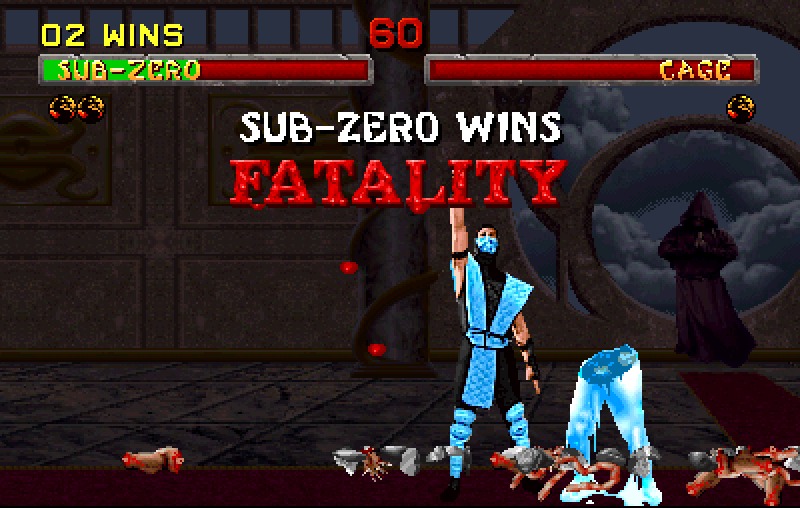 Fatality screen from an early Mortal Kombat